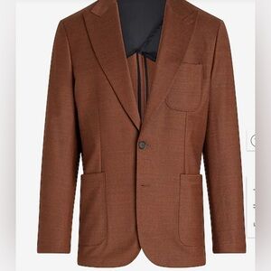 Express Men's Slim 38R Brown Wool-Blend Suit Jacket Blazer Business Casual EUC